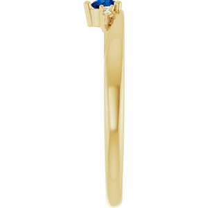 14K Yellow Gold Lab-Grown Blue Sapphire & .025 CTW Lab-Grown Diamond Ring – image 4
