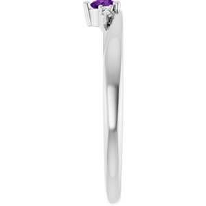 14K White Gold Natural Amethyst & .025 CTW Lab-Grown Diamond Ring – image 4