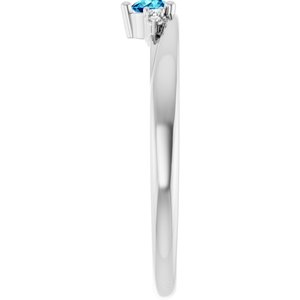 14K White Gold Natural Blue Zircon & .025 CTW Natural Diamond Ring – image 4
