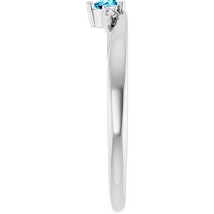 14K White Gold Natural Aquamarine & .025 CTW Lab-Grown Diamond Ring – image 4