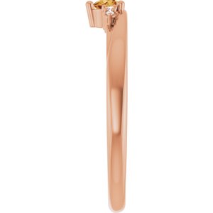 14K Rose Gold Natural Citrine & .025 CTW Natural Diamond Ring – image 4