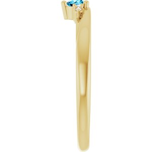 14K Yellow Gold Natural Aquamarine & .025 CTW Lab-Grown Diamond Ring – image 4