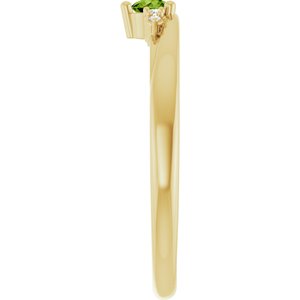 14K Yellow Gold Natural Peridot & .025 CTW Lab-Grown Diamond Ring – image 4