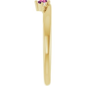 14K Yellow Gold Natural Pink Tourmaline & .025 CTW Lab-Grown Diamond Ring – image 4