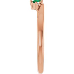 14K Rose Gold Lab-Grown Emerald & .025 CTW Lab-Grown Diamond Ring – image 4