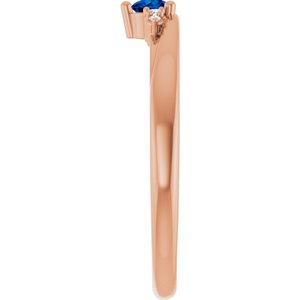 14K Rose Gold Lab-Grown Blue Sapphire & .025 CTW Lab-Grown Diamond Ring – image 4