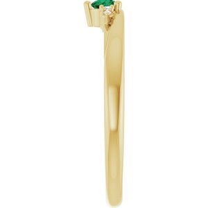 14K Yellow Gold Lab-Grown Emerald & .025 CTW Lab-Grown Diamond Ring – image 4
