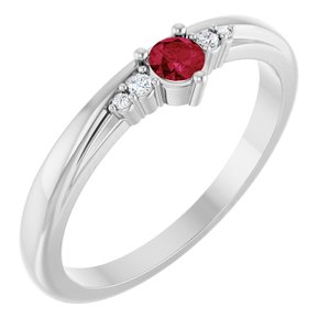 Sterling Silver Lab-Grown Ruby & .025 CTW Natural Diamond Ring