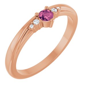 14K Rose Gold Natural Pink Tourmaline & .025 CTW Lab-Grown Diamond Ring