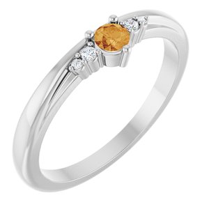 Sterling Silver Natural Citrine & .025 CTW Lab-Grown Diamond Ring