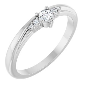 10K White Gold 3 mm Round .025 CTW Natural Diamond Semi-Set Ring