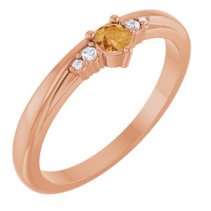 14K Rose Gold Natural Citrine & .025 CTW Natural Diamond Ring