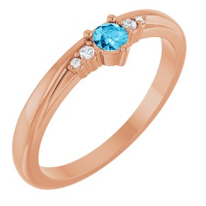 14K Rose Gold Natural Aquamarine & .025 CTW Natural Diamond Ring
