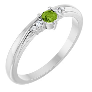 14K White Gold Natural Peridot & .025 CTW Natural Diamond Ring