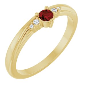 14K Yellow Gold Natural Mozambique Garnet & .025 CTW Natural Diamond Ring