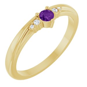 14K Yellow Gold Natural Amethyst & .025 CTW Natural Diamond Ring