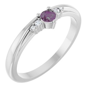 14K White Gold Lab-Grown Alexandrite & .025 CTW Lab-Grown Diamond Ring