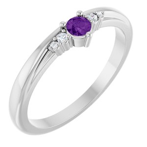 Platinum Natural Amethyst & .025 CTW Natural Diamond Ring