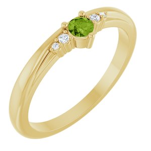 14K Yellow Gold Natural Peridot & .025 CTW Natural Diamond Ring