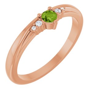 14K Rose Gold Natural Peridot & .025 CTW Lab-Grown Diamond Ring
