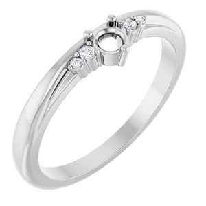 Sterling Silver 3 mm Round .025 CTW Lab-Grown Diamond Semi-Set Ring – image 2