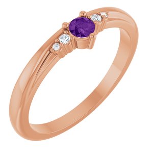 14K Rose Gold Natural Amethyst & .025 CTW Natural Diamond Ring