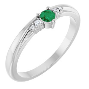 Platinum Natural Emerald & .025 CTW Lab-Grown Diamond Ring