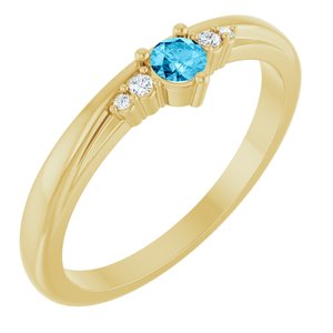 14K Yellow Gold Natural Aquamarine & .025 CTW Lab-Grown Diamond Ring