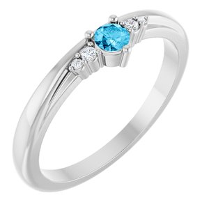 Platinum Natural Aquamarine & .025 CTW Natural Diamond Ring