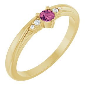 14K Yellow Gold Natural Pink Tourmaline & .025 CTW Lab-Grown Diamond Ring