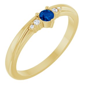 14K Yellow Gold Lab-Grown Blue Sapphire & .025 CTW Lab-Grown Diamond Ring