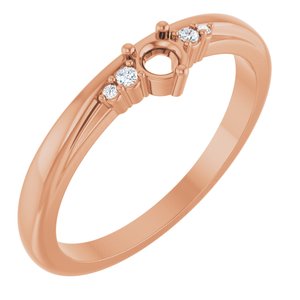 14K Rose Gold 3 mm Round .025 CTW Natural Diamond Semi-Set Ring – image 2