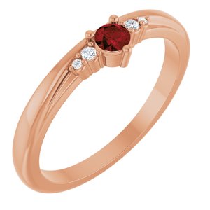 14K Rose Gold Natural Mozambique Garnet & .025 CTW Lab-Grown Diamond Ring