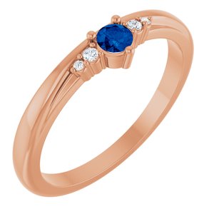 14K Rose Gold Natural Blue Sapphire & .025 CTW Lab-Grown Diamond Ring