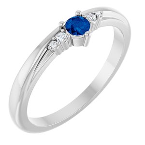 Platinum Natural Blue Sapphire & .025 CTW Natural Diamond Ring