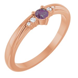 14K Rose Gold Lab-Grown Alexandrite & .025 CTW Natural Diamond Ring