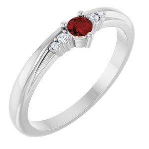 Platinum Natural Mozambique Garnet & .025 CTW Lab-Grown Diamond Ring