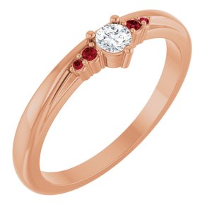 14K Rose Gold Lab-Grown Ruby & .025 CTW Natural Diamond Ring