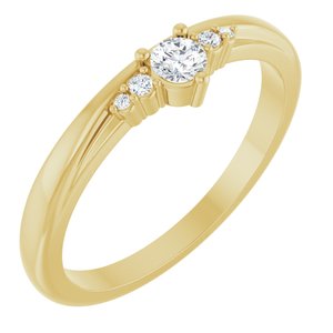 14K Yellow Gold 3 mm Round .025 CTW Natural Diamond Semi-Set Ring