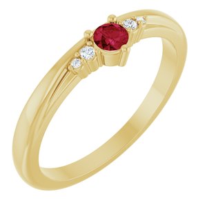 14K Yellow Gold Lab-Grown Ruby & .025 CTW Lab-Grown Diamond Ring