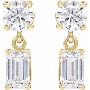 14K Yellow Gold 1 5/8 CTW Lab-Grown Diamond Two-Stone Earrings – image 2