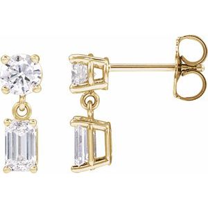14K Yellow Gold 1 1/5 CTW Lab-Grown Diamond Two-Stone Earrings