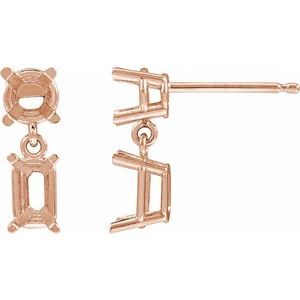 14K Rose Gold 5x3 mm Emerald Two-Stone Earring Mounting