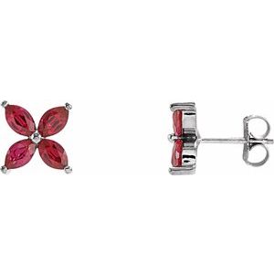14K White Gold Lab-Grown Ruby Earrings