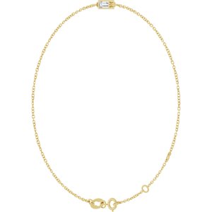14K Yellow Gold 4x2 mm Straight Baguette 1-Stone Bezel-Set 6 1/2-7 1/2" Bracelet Mounting – image 3