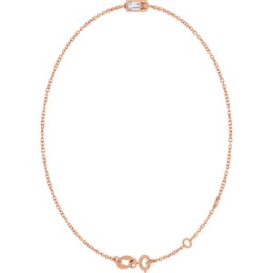 14K Rose Gold 4x2 mm Straight Baguette 1-Stone Bezel-Set 6 1/2-7 1/2" Bracelet Mounting – image 3