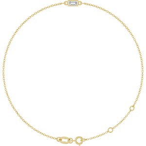 14K Yellow Gold 4x2 mm Straight Baguette 1-Stone Bezel-Set 6 1/2-7 1/2" Bracelet Mounting