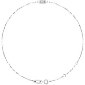 14K White Gold 4x2 mm Straight Baguette 1-Stone Bezel-Set 6 1/2-7 1/2" Bracelet Mounting