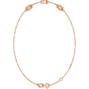 14K Rose Gold 4x2 mm Straight Baguette 3-Stone Bezel-Set 6 1/2-7 1/2" Bracelet Mounting – image 4