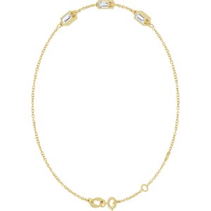 14K Yellow Gold 4x2 mm Straight Baguette 3-Stone Bezel-Set 6 1/2-7 1/2" Bracelet Mounting – image 3